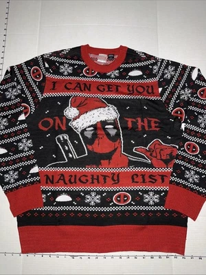Suéter Feo Navidad Marvel Deadpool "Naughty List", Para Hombre Talla L, Ligero Foto 1 de 4