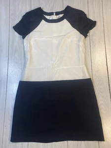 Banana Republic Black and Cream Short Sleeve Colorblock Dress Size 6 - Picture 1 of 11