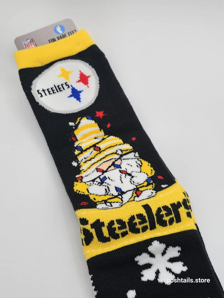 Праздничные тематические зимние носки Pittsburgh Steelers размер M командные цвета с гномами - Изображение 1 из 4