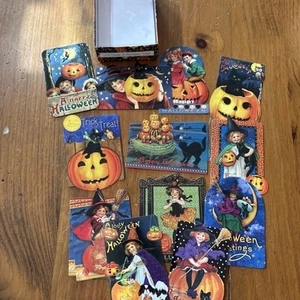 15 HALLOWEEN Cards PUNCH STUDIO Ephemera Images Witch Black Cat Pumpkin - Picture 1 of 8