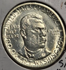 1950-S Booker T. Washington Commemorative Half Dollar, Full Luster High Grade - Bild 1 von 3