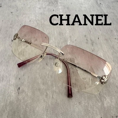 CHANEL Camellia Two-Point Sunglasses Pink Women's Plano & Colored Lenses Authent - Image 1 of 4