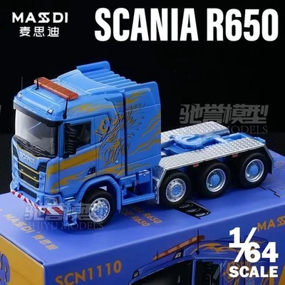 Masdi 1:64 Blue SCANIA R650 Civil Trailer Head Model Diecast Metal Car Stock - Image 1 of 4
