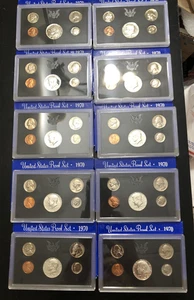 (10) 1970-S US Mint Proof Sets 5 Coin Set w/ 40% Silver Half Dollar - Lot of 10 - Picture 1 of 16