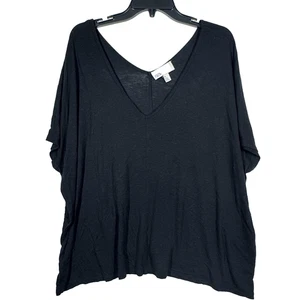 Laurie Felt Los Angeles The Rack tejido de gran tamaño con cuello en V espalda negro 1X - Imagen 1 de 7