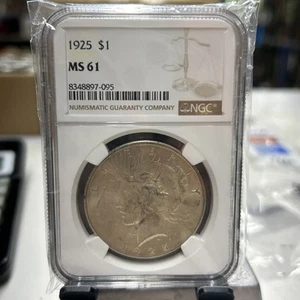 1925 Peace Silver Dollar NGC MS61 Brown Label - Picture 1 of 4