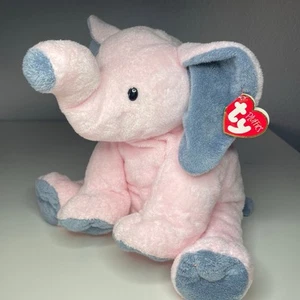 Ty Pluffies Winks the Elephant Pink Plush Large 12” Stuffed Animal 2004 With Tag - Picture 1 of 16