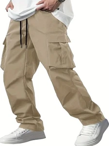 2025 Men's Safari Cargo Pants - Pockets Loose Fit Herringbone Style Summer Gift - Picture 1 of 31