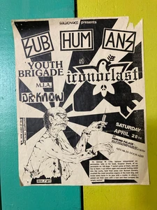 SUBHUMANS Youth Brigade MIA Dr Know 4/28/84 Perkins Pasadena Flyer Punk original - Picture 1 of 2