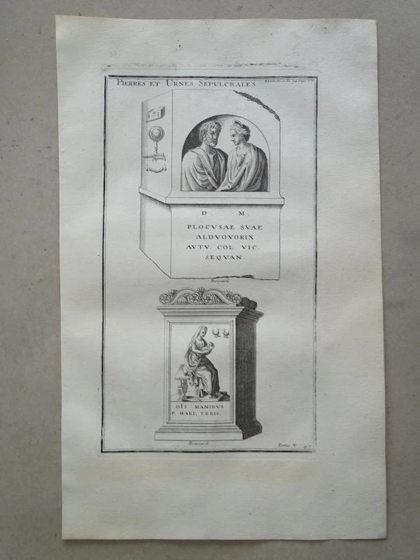 Urnes Sepulcrale röm. Grabkultur Nekropole Ehepaar Montfaucon Kupferstich 1722 - Bild 1 von 1