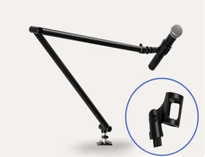 Table mount 360° gooseneck stand for microphones in black - Picture 1 of 5