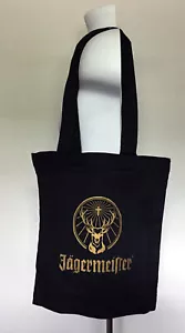 2 neue Jägermeister schwarze leichte Tragetaschen Baumwolle goldfarbenes Logo 11" x 12" - Bild 1 von 4