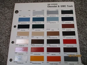 PAINT COLOR REFERENCE 1986 GMC AND CHEVROLET TRUCKS - Picture 1 of 2