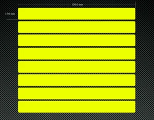 8 x YELLOW FLUORESCENT HI VIZ VINYL STRIPS 150mm x 15mm - BIKES - HELMETS - Picture 1 of 1