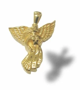 24k Gold Plated Sterling Silver Angel Cremation Urn Pendant w/Chain - Picture 1 of 2
