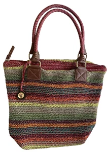 The Sak Cambria Crochet Boho Hobo Knit Tote Bag Purse Multicolor Stripe Rainbow - Picture 1 of 12