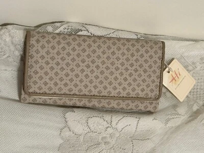 Cartera de Colección Organizador de Clutch Chequera Taupe y Marrón Nuevo de Lote Antiguo Estampado Completo Foto 1 de 4