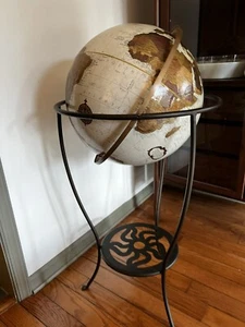 Replogle 16" Diameter Globe World Metallic Earth Tones Floor Heirloom Metal Base - Picture 1 of 8
