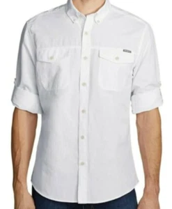 Eddie Bauer Mens Larrabee Pro Shirt Adjust Sleeve Classic Fit White Size Medium - Picture 1 of 7
