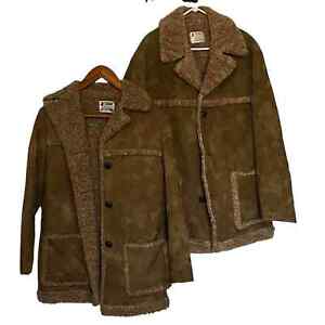 Vintage 60s 70s Fingerhut Fashions Sherpa Brown Jacket Coat His & Hers Lot