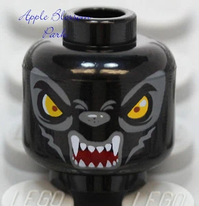 NUEVO LEGO MINIFIGURA CABEZA NEGRA Chima Wilhurt Wolf con Ojos Amarillos Monstruo Colmillo Dientes - Imagen 1 de 2