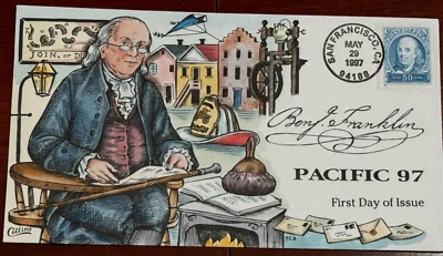 '#3139-3140 Washington/Franklin set of 2 FDC's Collins Hand-Painted. Perfect!!! - Image 1 of 3