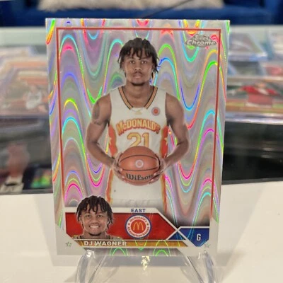 🔥🏀 2023 Topps Chrome McDonalds All American DJ Wagner RayWave Arkansas 🏀🔥 - Image 1 of 4
