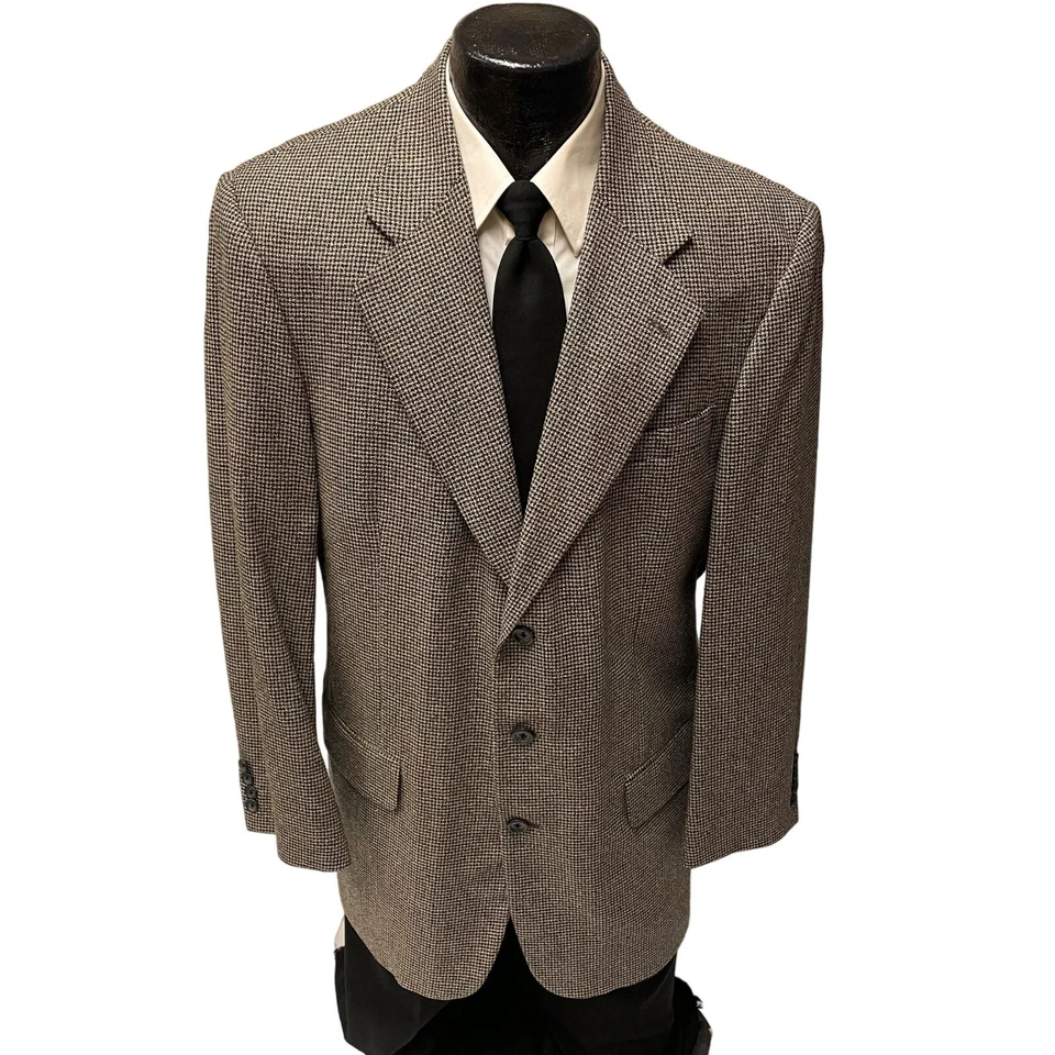 Abrigo deportivo Robert Stock para hombre negro dorado chaqueta a cuadros blazer de lana de seda 42 L Foto 1 de 4