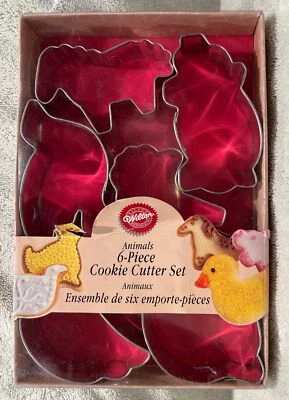 Nuevo Juego de Cortador de Galletas de Acero Inoxidable Wilton Animal 6 Piezas León Caballo Cerdo Pato Foto 1 de 4