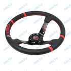 For 3.5" Deep Dish 13.5" TRD Racing Red Stitching Leather Sport Steering Wheel