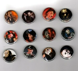 FREEDY KRUEGER - JASON VOORHEES - MICHAEL  1.25” Button Set Of  12 Pins Pinbacks - Picture 1 of 2