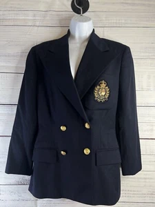 Ralph Lauren Vintage Wool Double Breasted Button Blazer Jacket Polo Crest Navy 6 - Bild 1 von 17