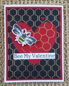 CARD KIT Handmade HAPPY VALENTINE'S DAY Bee My Valentine 4 Cards/Envelopes - Picture 1 of 3