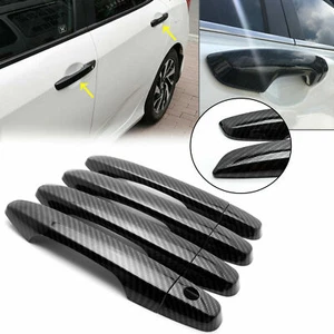 Carbon Fiber Style Smart Key Door Handle Trim for Honda CR-V 2012-16 Civic 12-15 - Picture 1 of 10