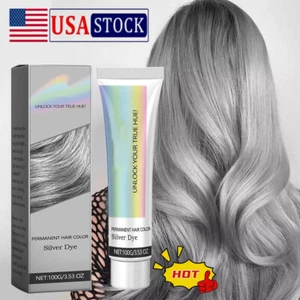 Silver Gray Hair Dye Cream 100g Natural Extract DIY Light Gray Silver Hair Dye🔥 - Picture 1 of 11