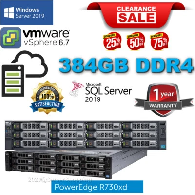 Dell PowerEdge R730xd 44-CORE Server 2xE5-2699v4 Xeon 384GB DDR4 3.84TB SSD LOT - Image 1 of 4