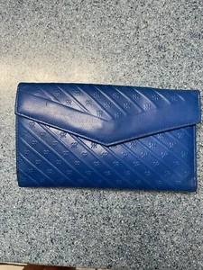 VTG MUNDI Snap Fold - Blue - Trifold Nappa Genuine Kid Skin TONS Of Pockets - Picture 1 of 11
