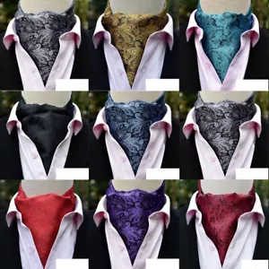 Men’s Cravat Paisley Jacquard Pattern Necktie Ascot Scarves Wedding Party Formal - Picture 1 of 11