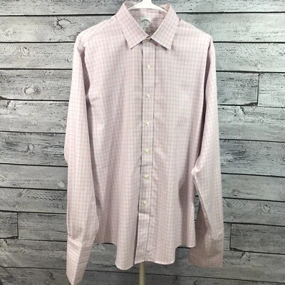 Mens Brooks Brothers 346 Dress Shirt Non Iron Cotton Slim Fit Checks Plaid 16-36 - Image 1 of 4
