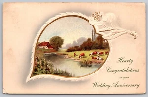 Postcard: Anniversary, Embossed, Gilt, Meissner & Buch, Divided Back, Posted - Picture 1 of 2