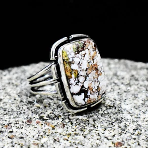 Anillo hecho a mano de plata esterlina 925 con piedras preciosas de jaspe de caballo salvaje VV-344 - Imagen 1 de 10