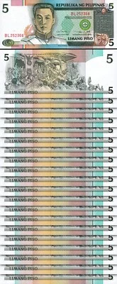 Philippines 5 Piso 1995, UNC, 20 Pcs LOT, Consecutive, P-180 - Image 1 of 4