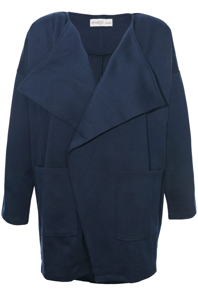 Sheego Jerseyjacke Felpa Cardigan Donna Plusgröße Blu Scuro - Immagine 1 di 1