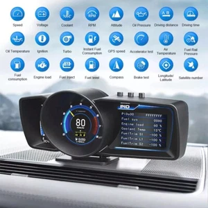 OBD2 GPS HUD Digital Smart Display Car Speedometer Gauge Head-Up Turbo RPM Alarm - Picture 1 of 18