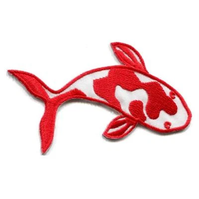 KOI FISH IRON ON PATCH 3" Red Lucky Japanese Goldfish Carp Embroidered Applique - Image 1 of 2
