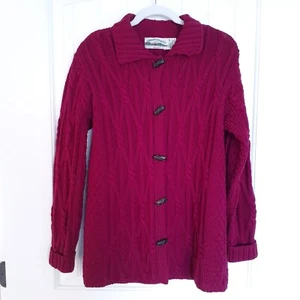 Aran Craft Women Merino Wool Aran Stitch Big Shirt w/Toggle Closures Pink Size M - Picture 1 of 7