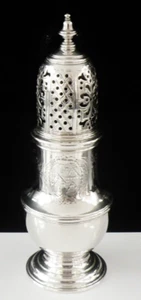 Antiker Sterling Silber Pfefferstreuer, heraldisches Wappen, Jabez Daniell London 1750 - Bild 1 von 12