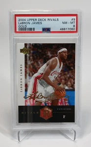 Tarjeta de firma dorada Lebron James Upper Deck Rookie Rivals 2004 #9 RC PSA 8 - Imagen 1 de 2
