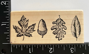 PSX Designs Maple Oak Leaf Acorn Fall Leaves F1542 Wood Mounted Rubber Stamp
