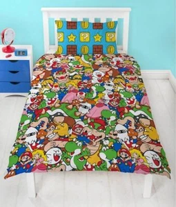 Nintendo Super Mario Gang Set biancheria da letto copripiumone rotante singolo - Foto 1 di 2